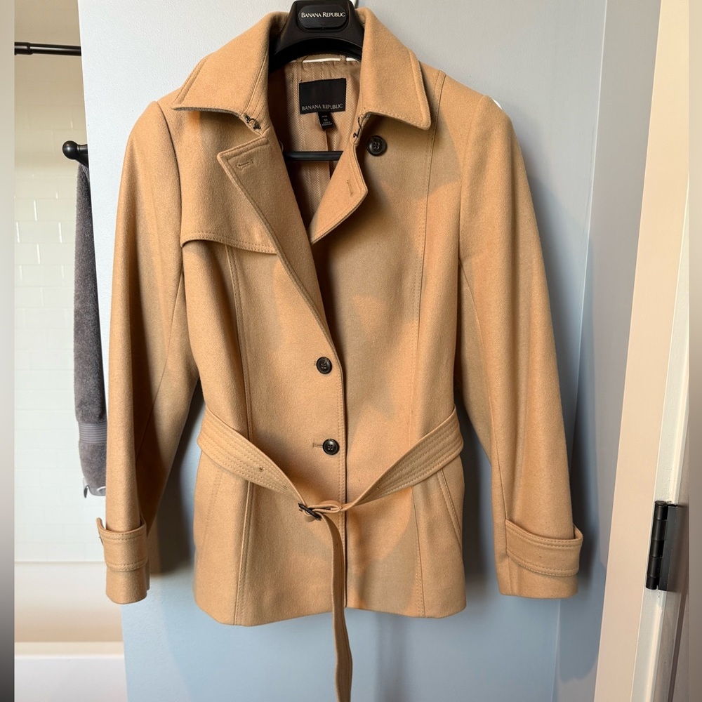 Banana Republic Wool Pea Coat - Petite 12 - Camel